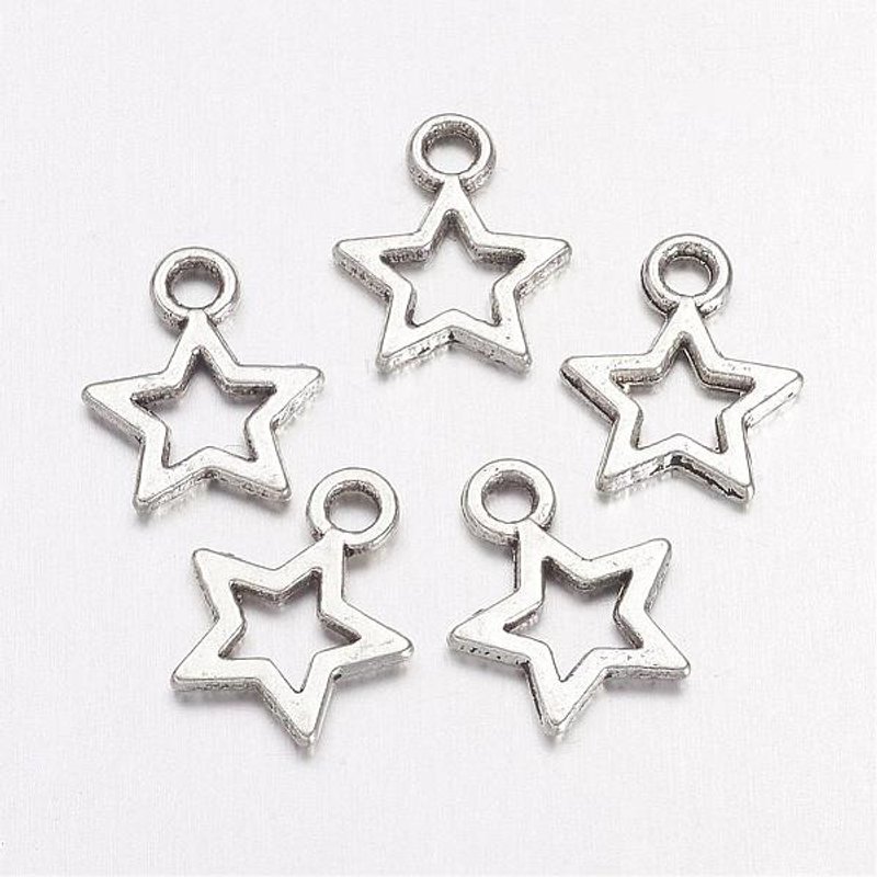 Pendants Étoiles en Argent Antique de Style Tibétain, Sans Plomb — Breloques et pendentifs