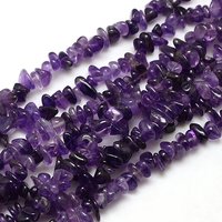 Brins de perles en chips d'améthyste naturelle, 8-14x4-8x3-6mm, Trou: 1mm — Perles à bijoux