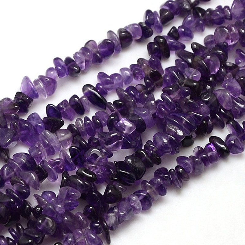 Brins de perles en chips d'améthyste naturelle, 8-14x4-8x3-6mm, Trou: 1mm — Perles à bijoux