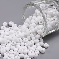 Perles de Verre, Opaques Blanches, Perles Rondes de 4mm