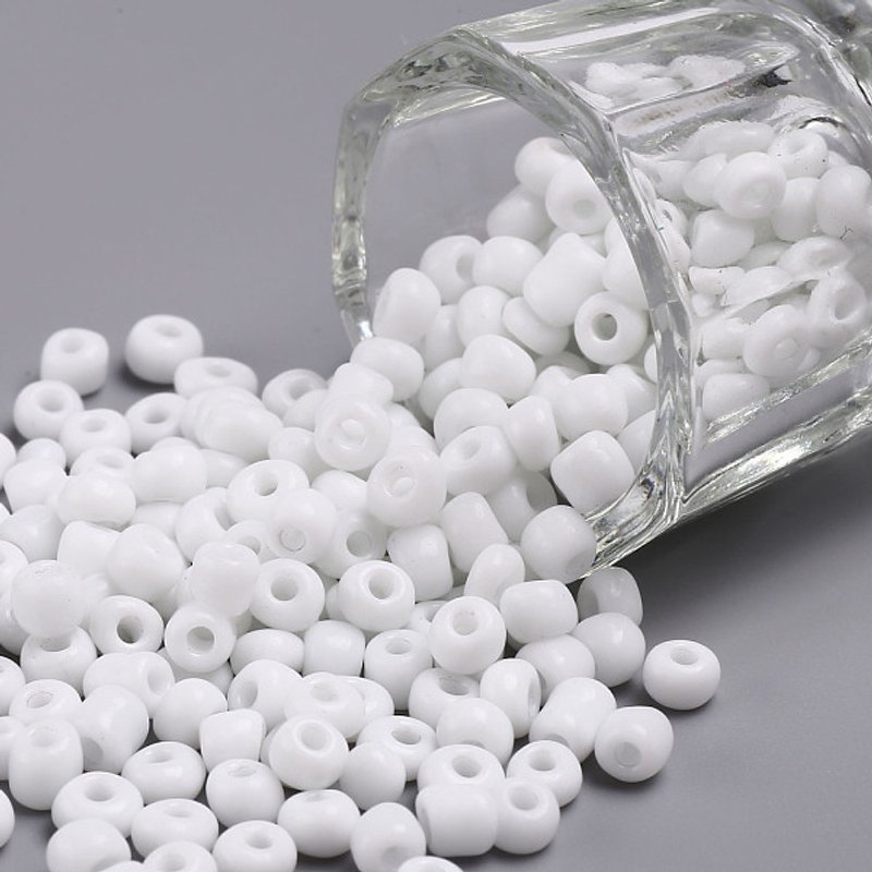 Perles de Verre, Opaques Blanches, Perles Rondes de 4mm — Perles à bijoux