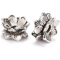 Tibetan Style Lotus Double Sided Bead Caps - Antique Silver 9x5mm — Jewelry Beads