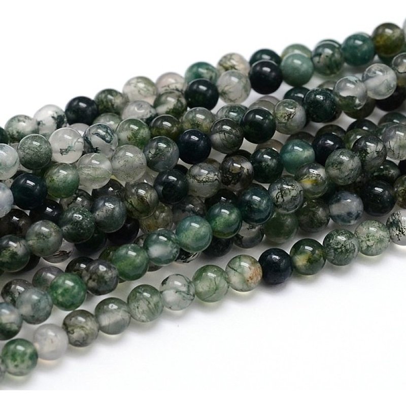 Natural Moss Agate Round Bead Strands, 4mm, 15 inch, 89-93pcs — Jewelry Beads
