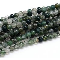 Natural Moss Agate Round Bead Strands, 6mm, 15 inch, 60-62pcs — Jewelry Beads