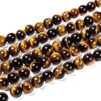 Fils de perles en œil de tigre naturel, qualité A, rond, 8 mm, 15 pouces
