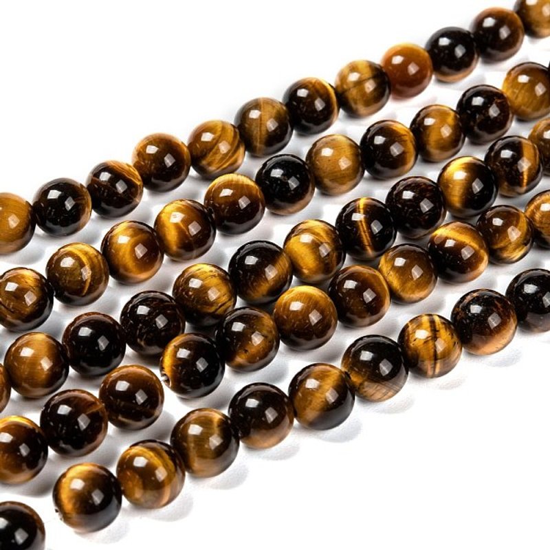 Fils de perles en œil de tigre naturel, qualité A, rond, 8 mm, 15 pouces — Perles à bijoux