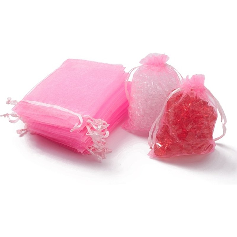 Sacs en organza avec cordon pour bijoux et cadeaux, rose — Rangement et présentation