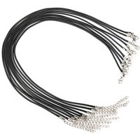 Waxed Cord Necklace Making with Iron Findings, Black, 17 Inch