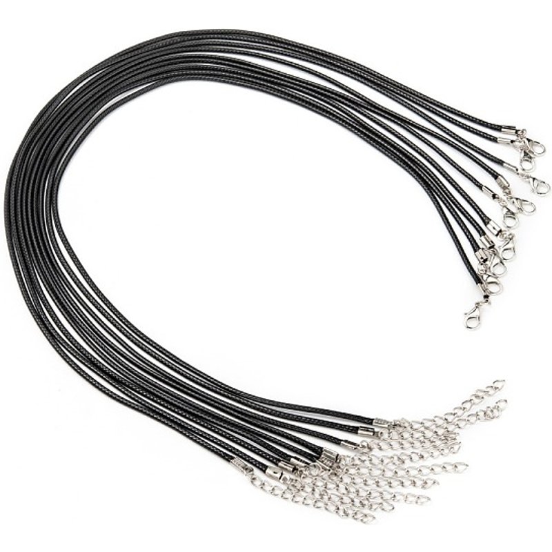Collier en Corde Cirée avec Trouvailles en Fer, Noir, 17 Pouces — Outils de création de bijoux