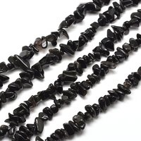 Fil de perles en obsidienne naturelle, 5-8mm, trou : 1mm, 31,5 pouces — Perles à bijoux