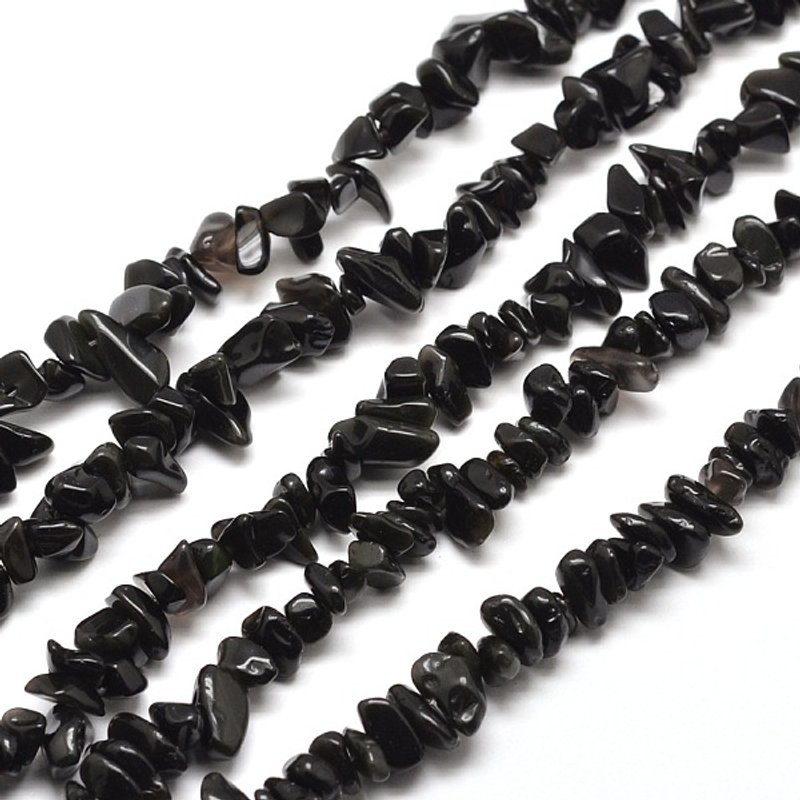 Natural Obsidian Chip Bead Strands, 5-8mm, Hole: 1mm, 31.5 inch — Jewelry Beads