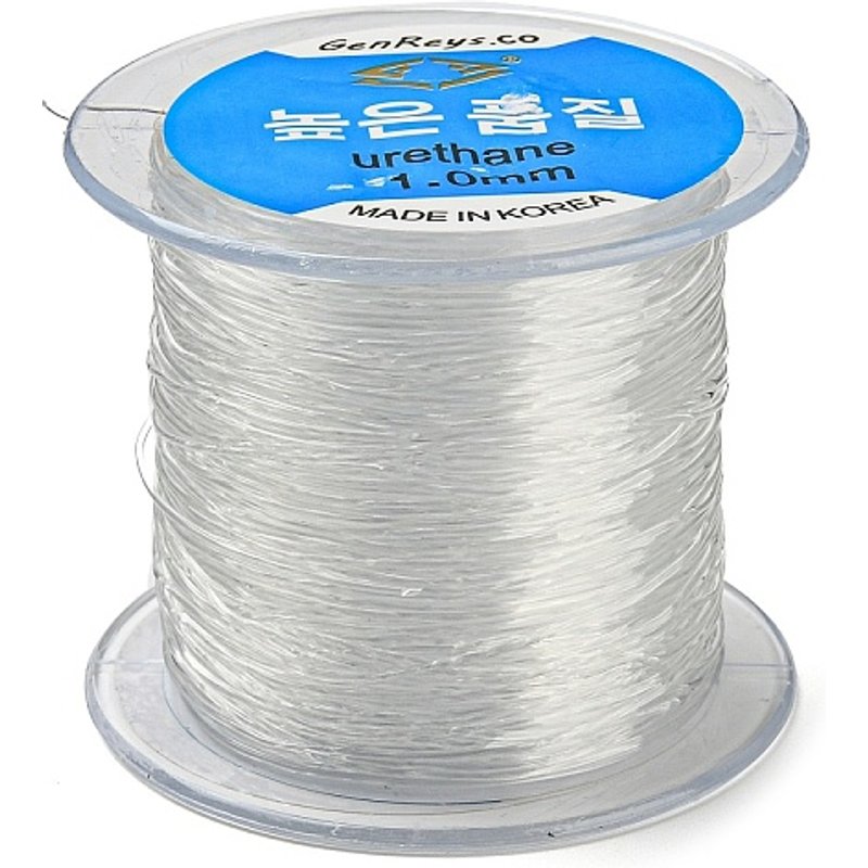 Korean Elastic Crystal Thread, Clear, 1mm, 100m/Roll — Chains, Wire & Cord