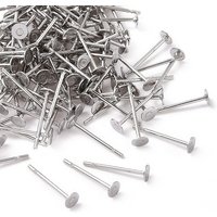 316 Surgical Stainless Steel Flat Round Blank Peg Stud Earring Settings