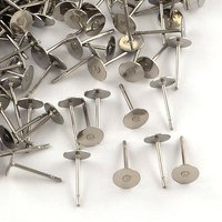 316 Surgical Stainless Steel Flat Round Blank Peg Stud Earring Settings — Jewelry Findings