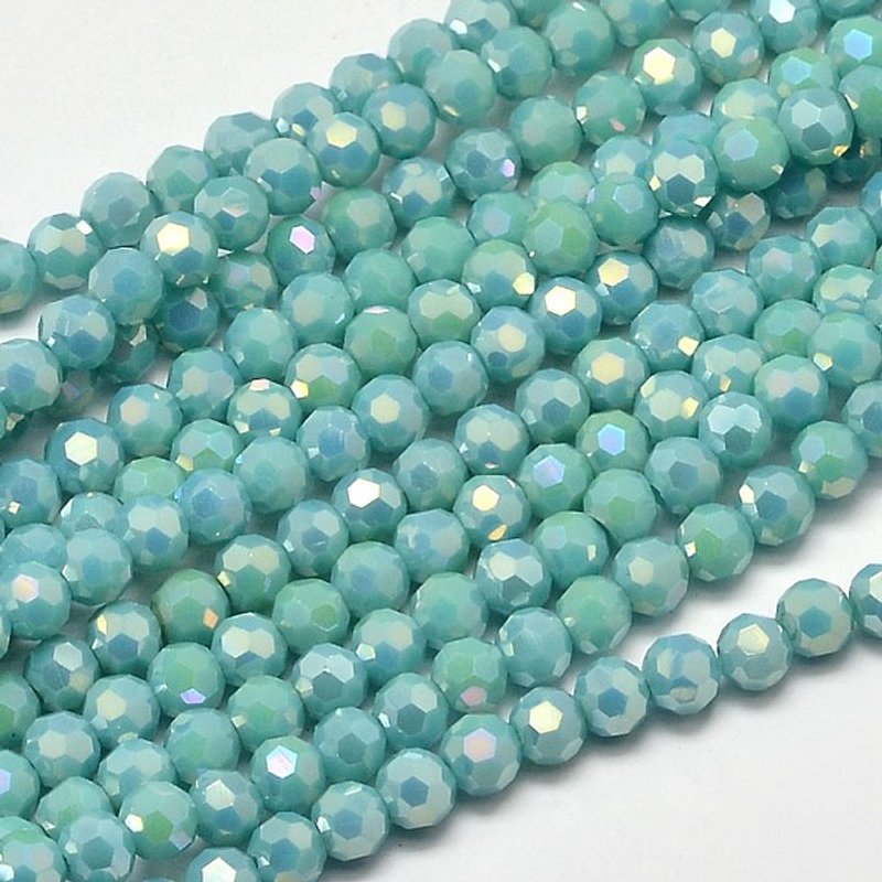 Rainbow Plated Electroplate Glass Beads Strands, Turquoise, 4mm — Jewelry Beads