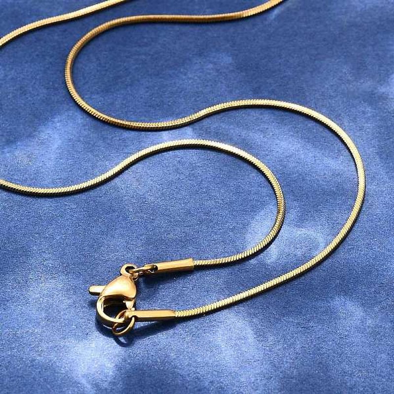 Collier en Chaîne Serpent en Acier Inoxydable 304, Doré, 15.7 pouces — Collier pendentif