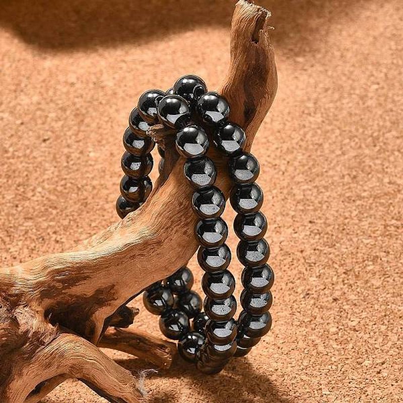 Synthetic Hematite Round Beaded Stretch Bracelet for Women — Bracelet Women