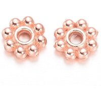 Perles Espacées Daisy en Alliage, Fleur, Or Rose, 5x1.5mm — Perles à bijoux