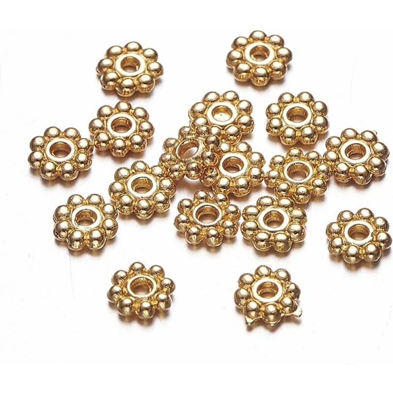 Perles Intercalaires Marguerite en Alliage pour Fabrication de Bijoux, Dorées, 5x1.5mm — Perles à bijoux