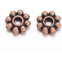 Alloy Daisy Spacer Beads, Flower, Red Copper, 5x1.5mm — Jewelry Beads