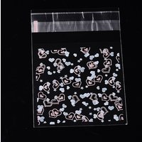 Rectangle OPP Cellophane Bags with Heart Pattern, Clear, 9.9x6.9cm — Jewelry Display & Storage