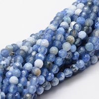 Faceted Natural Agate Round Beads Strands, Cornflower Blue, 4mm — Jewelry Beads