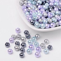 Silver-Grey Mix Pearlized Glass Beads, 6mm, 200pcs/bag