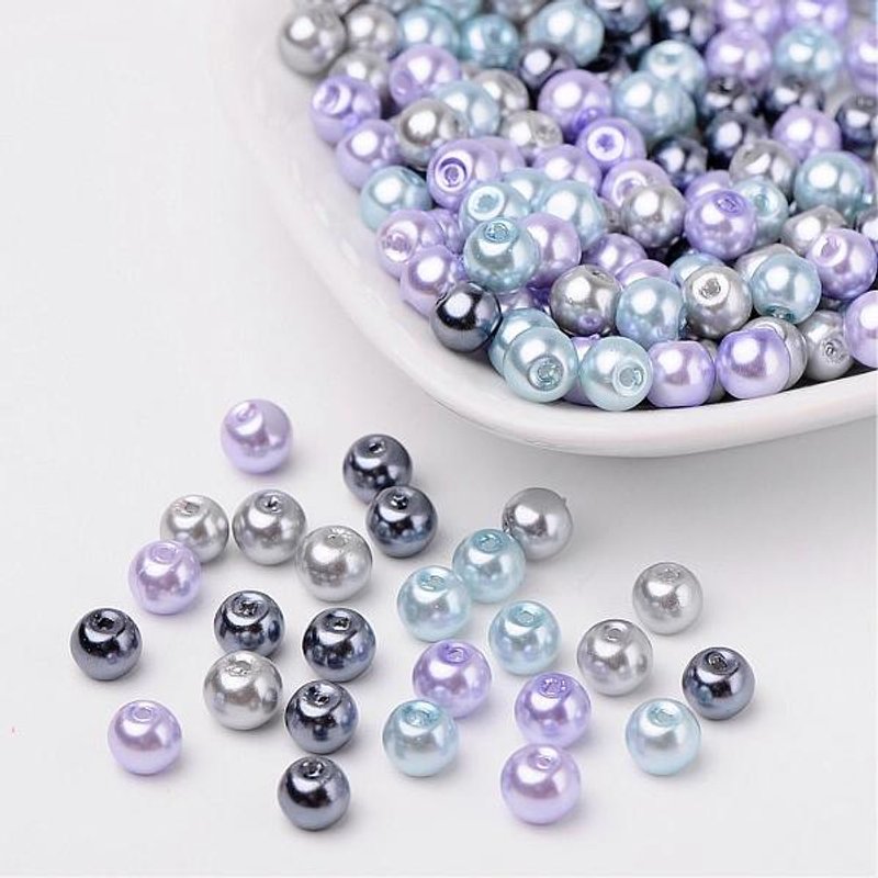 Silver-Grey Mix Pearlized Glass Beads, 6mm, 200pcs/bag — Jewelry Beads