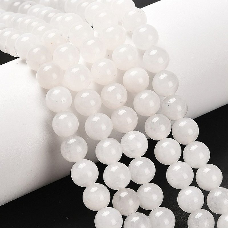 Fil de perles rond en jade blanc naturel, 8-8.5mm, 15 pouces — Perles à bijoux