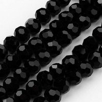 Brins de perles en verre transparent, noir, 6mm, 96-98pcs/brin — Perles à bijoux