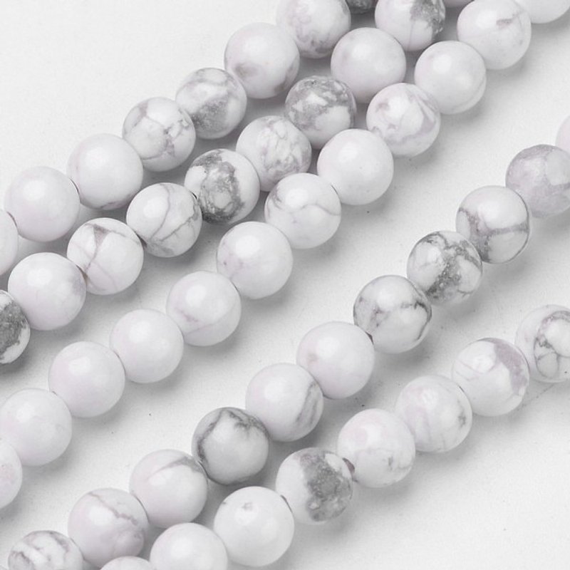 Fils de perles naturelles en Howlite, rond, 6mm, 15.1 pouces, 63pcs — Perles à bijoux