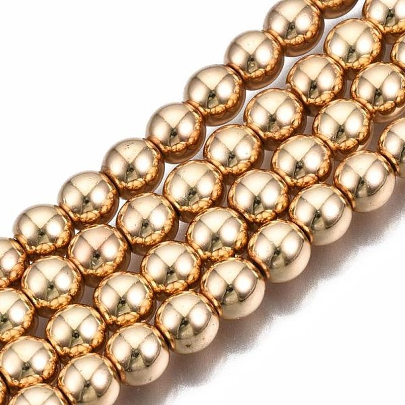 Brins de perles en hématite synthétique non magnétique, plaqué or clair — Perles à bijoux