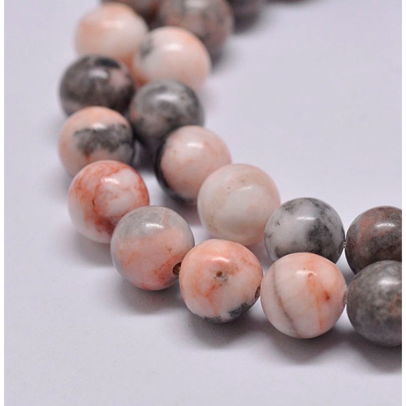 Natural Pink Zebra Jasper Beads Strands, Round, 6mm, 15.2 inch — Jewelry Beads