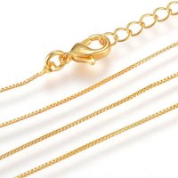 Collier en Chaîne de Boîte en Laiton Plaqué Or 18K avec Fermoir Mousqueton — Collier pendentif