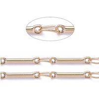 18K Gold Plated Brass Bar Link Chains with Spool, 32.8 Feet
