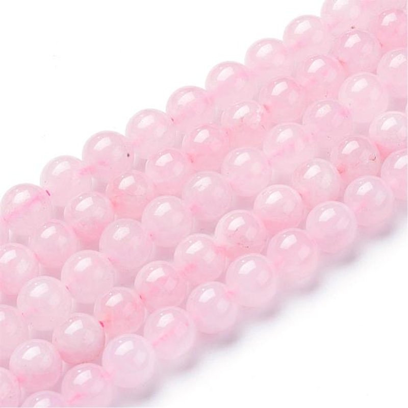 Fils de perles de quartz rose naturel, ronds, 6-6.5mm, 15.5 pouces — Perles à bijoux