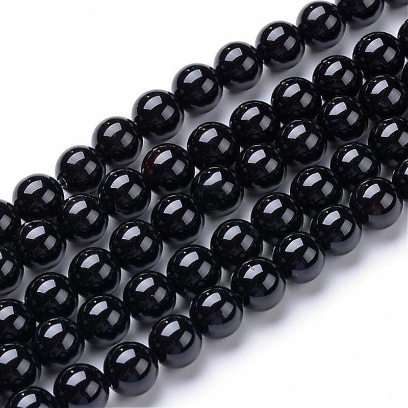 Natural Dyed Black Onyx Round Bead Strands, 6-6.5mm, 63pcs — Jewelry Beads