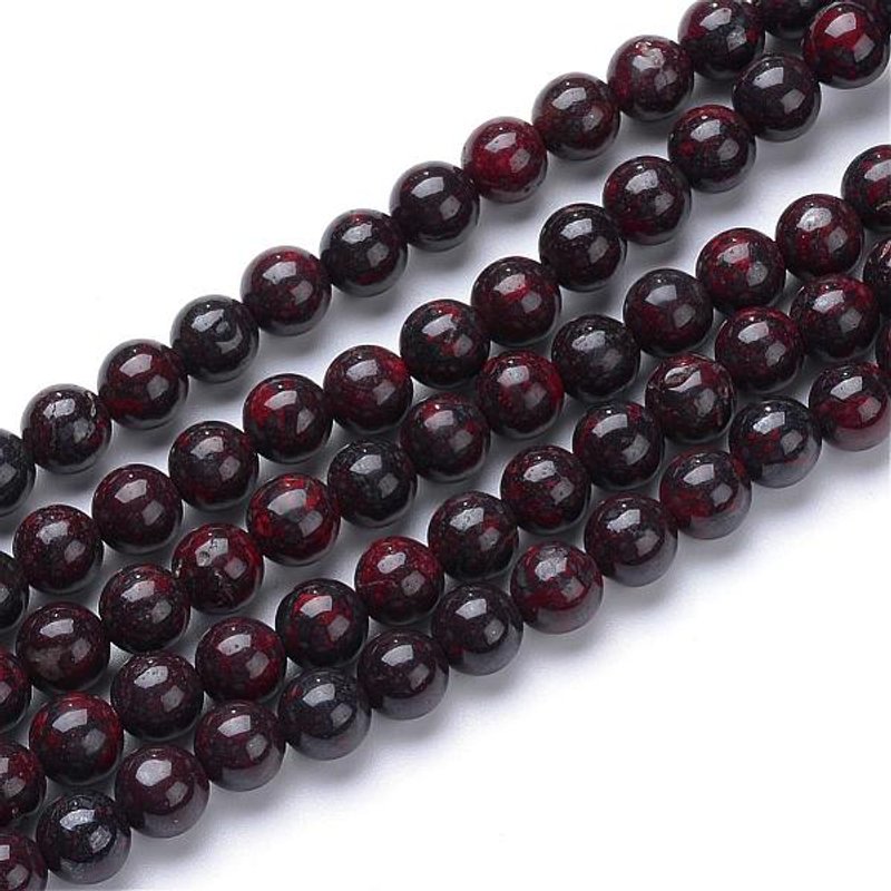 Natural Bloodstone Beads Strands, Round 8mm Heliotrope Stone — Jewelry Beads