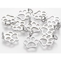 304 Stainless Steel Dog Paw Print Pendants, Tarnish Resistant — Charms & Pendants