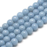Brins de perles d'Angelite naturelle, perles d'Anhydrite rondes, 6-7mm — Perles à bijoux