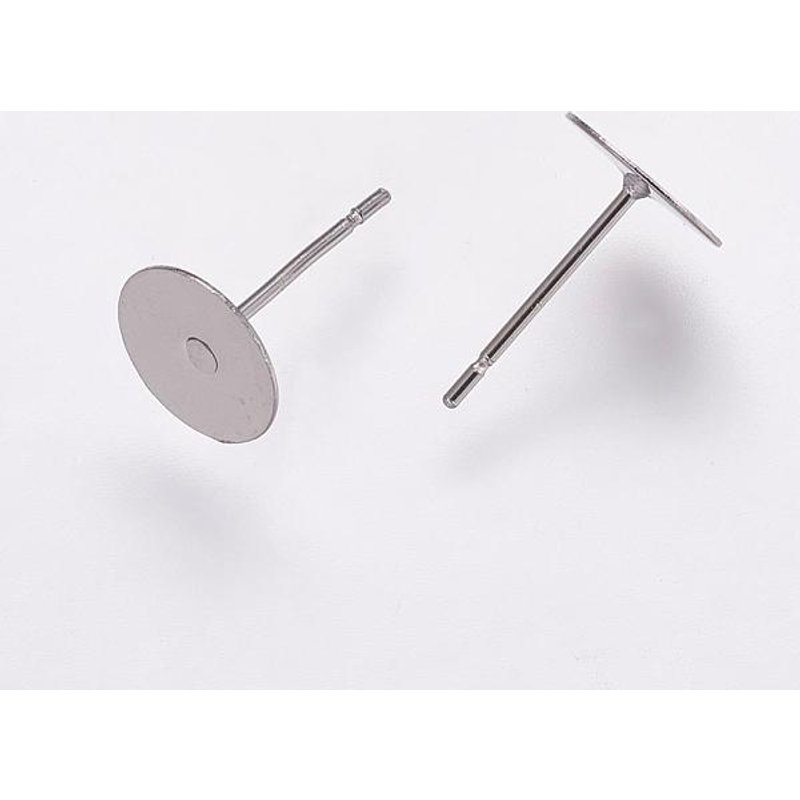 304 Stainless Steel Flat Pad Stud Earring Settings — Jewelry Findings