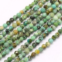 Fils de perles de turquoise africaine naturelle, facettées, rondes, 3mm — Perles à bijoux