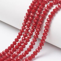 Brins de perles en verre opaque de couleur unie, facettées, FireBrick — Perles à bijoux