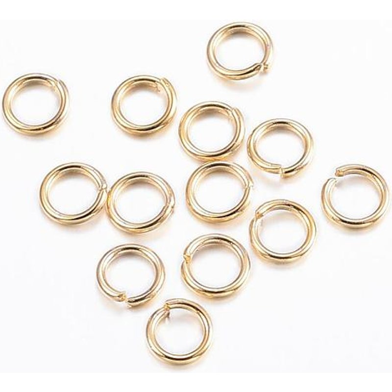 Anneaux de saut ouverts en acier inoxydable 304, plaqués or 24K, 21 gauge — Accessoires pour bijoux