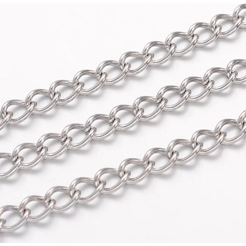 304 Stainless Steel Twisted Curb Chains, Unwelded, 32.8 Feet Roll — Chains, Wire & Cord