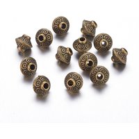 Perles Intercalaires de Style Tibétain, Bicone, Bronze Antique — Perles à bijoux