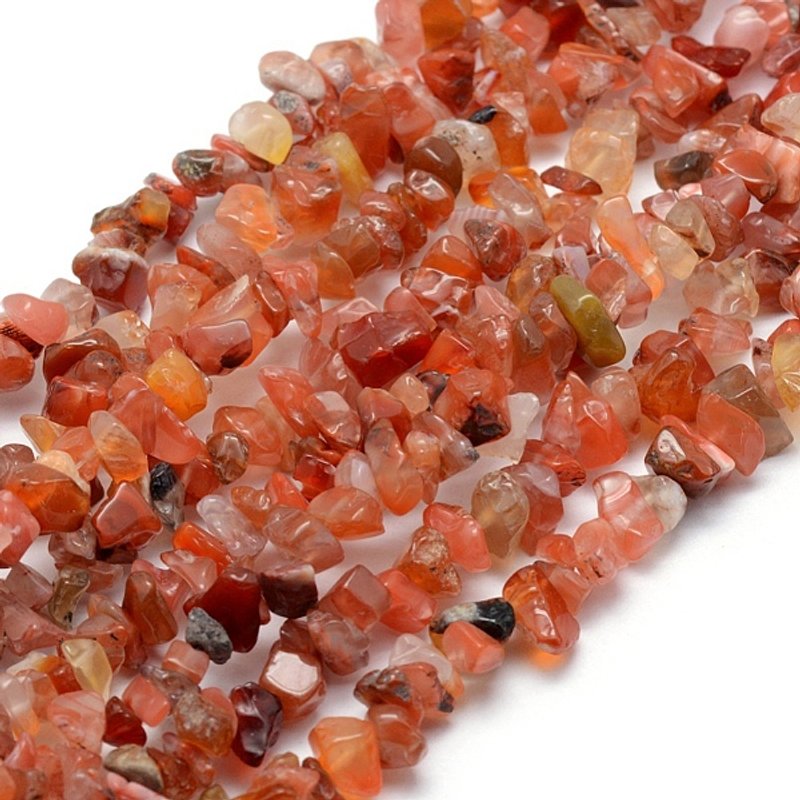 Brins de perles de cornaline naturelle, teintées et chauffées, 5-8mm, 80-81cm — Perles à bijoux