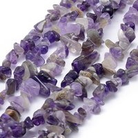 Brins de perles d'améthyste naturelle, chip, 5-8mm, trou de 1mm, 80-81cm