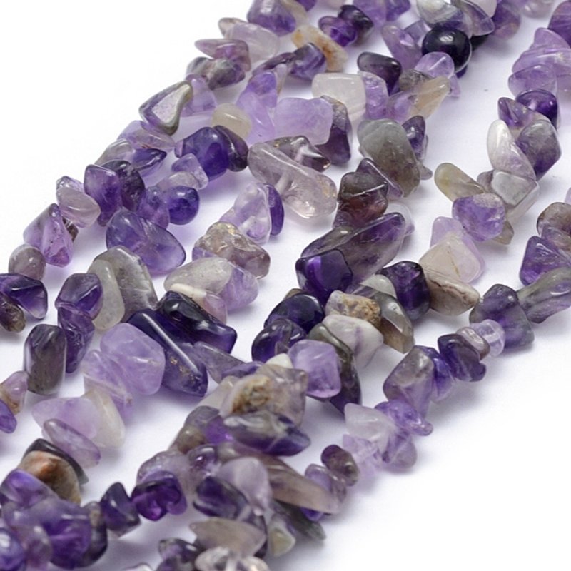 Brins de perles d'améthyste naturelle, chip, 5-8mm, trou de 1mm, 80-81cm — Perles à bijoux