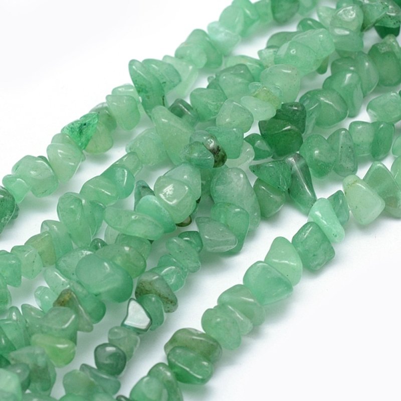 Fils de perles d'aventurine verte naturelle, chip, 5-8mm, 80-81cm — Perles à bijoux